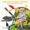 Kids enjoying the 360° rotation seesaw with upgraded stopper devices for a secure stop and smooth playtime fun.