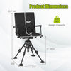 Product dimensions of the 360° silent swivel hunting seat with adjustable height and sturdy metal construction for outdoor use.
