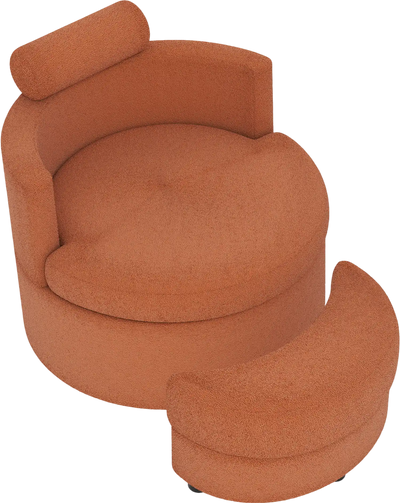 Costway 360° Swivel Accent Chair w/ Half Moon Storage Ottoman 77466368 New