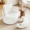 360° Swivel Accent Chair with Half Moon Storage Ottoman-White - Gallery View 1 of 10