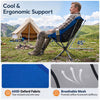 360° swivel camping chair in blue features tear-resistant 600D Oxford fabric and a built-in cup holder for outdoor comfort.