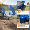 360° swivel camping chair in blue features a cup holder and side pocket, perfect for outdoor activities and support up to 300 lbs.