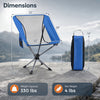 360° swivel camping chair in blue with a cup holder, side pocket, and compact fold for easy transport and storage.
