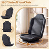 360° swivel floor gaming chair in black with adjustable backrest for ergonomic support and easy cleaning.