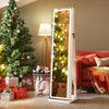 360° swivel freestanding jewelry cabinet with lighted full-length mirror, featuring open shelves for jewelry and.