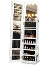 360° swivel freestanding jewelry cabinet with LED lights, full-length mirror, and ample storage for jewelry and.
