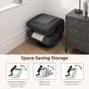 360° swivel gaming chair in black and gray with a 4-position adjustable backrest for versatile lounging and storage.