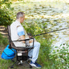 360° swivel hunting chair with camo fabric, portable and foldable, ideal for fishing and outdoor activities.