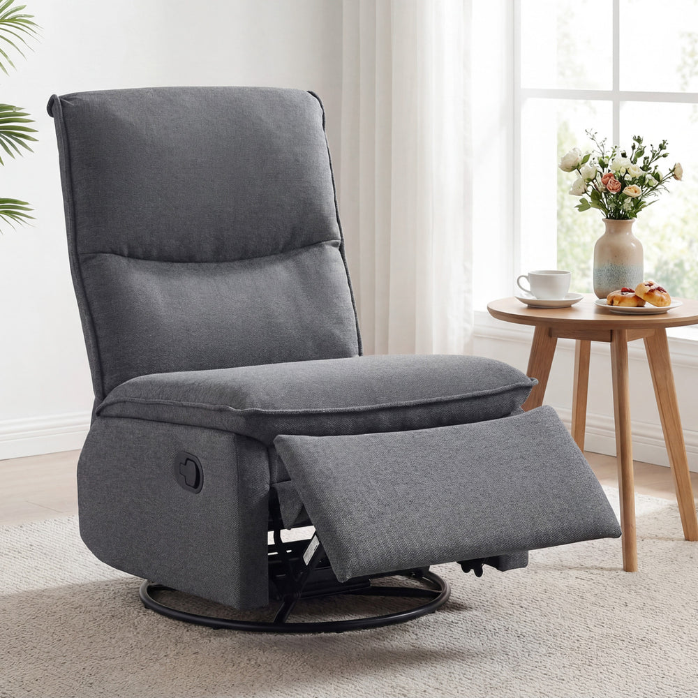 360° Swivel Rocking Chair with Cushioned Back for Living Room-Gray - Gallery View 1 of 11
