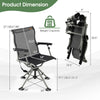 360-degree silent swivel hunting chair in black, featuring adjustable heights and breathable fabric for outdoor comfort.