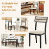 Modern dining chair with ergonomic tilt backrest, black rubber-wood legs, and linen-feel fabric for dining room comfort.