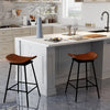 Set of 2 Swivel Barstools Faux Leather Upholstered Backless with Footrest-Brown - Gallery View 1 of 8