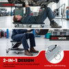 Mechanic creeper and Z-seat in black with 6 swivel casters for comfortable under-vehicle work and easy mobility.