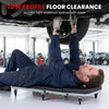 Mechanic creeper with 4" low profile floor clearance and 6 swivel casters for easy access under vehicles.