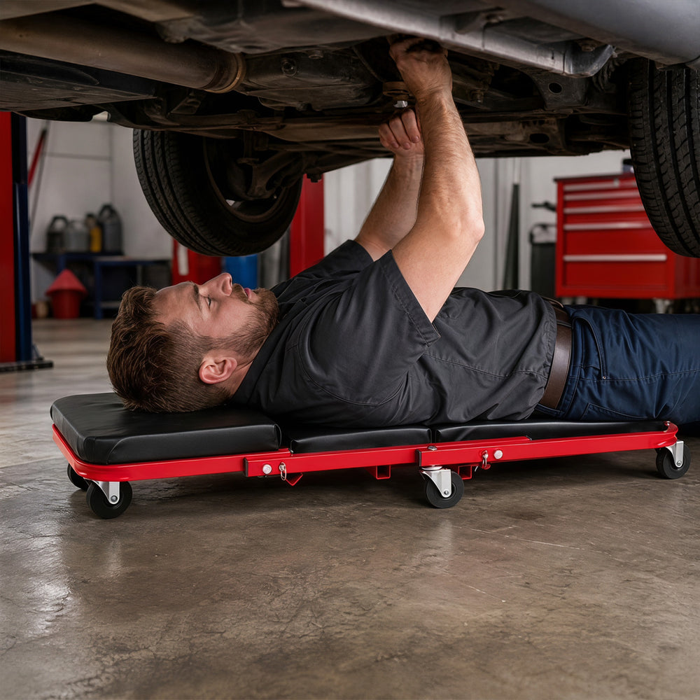 36" 3-in-1 Folding Mechanic Creeper Under Car Roller Creeper-Red - Gallery View 1 of 9