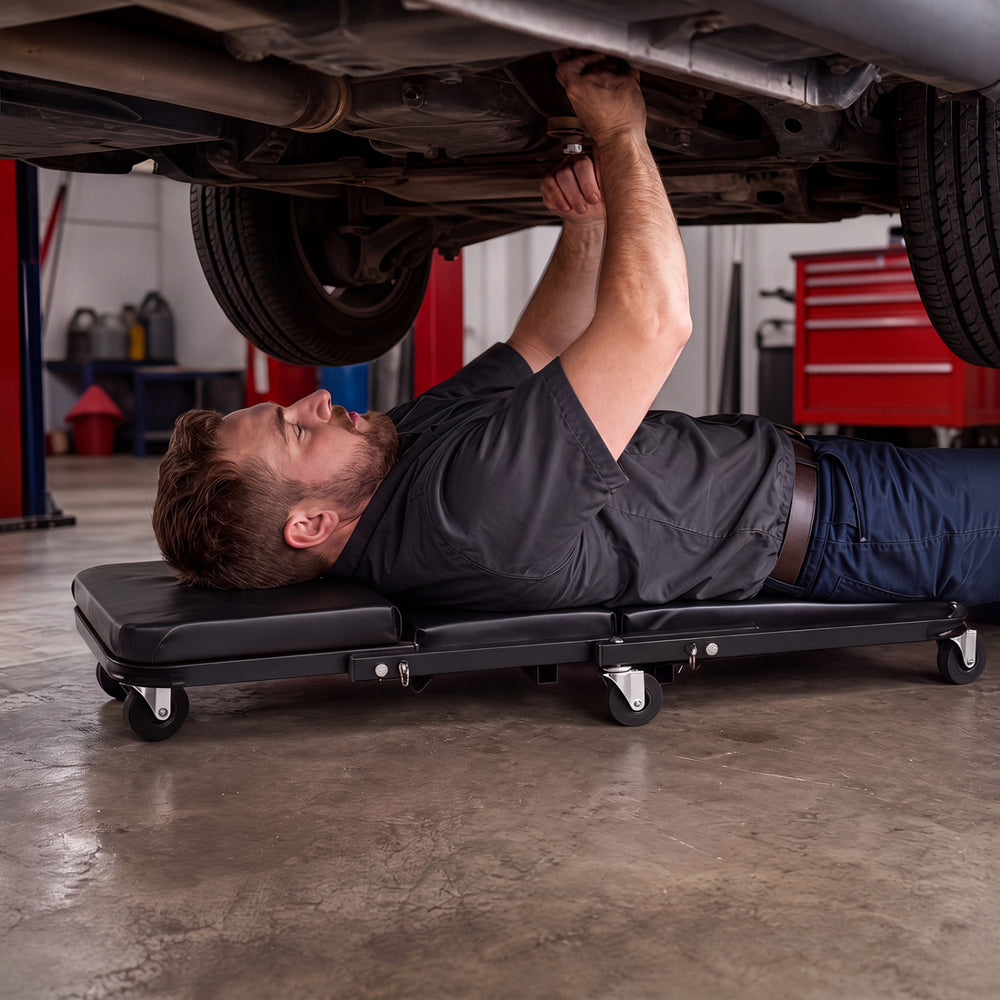 36" 3-in-1 Folding Mechanic Creeper Under Car Roller Creeper-Black - Gallery View 1 of 9