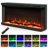 Three-sided electric fireplace insert with remote control, featuring 12 flame colors for customizable ambiance and 750W.
