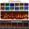 3-sided electric fireplace insert with remote control, featuring 12 flame colors and 5-level brightness for.