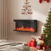 Three-sided 36-inch electric fireplace insert with remote control and 12 flame colors, perfect for modern living rooms.