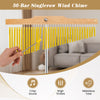 36-bar single-row wind chime in gold with beech wood support, ideal for music lessons and performances.