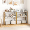 36" console table with white wooden shelves and gold metal frame, ideal for entryways or narrow spaces.