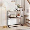 36" Console Table 2-Tier Entryway Table with Wooden Open Shelves and Metal Frame-Rustic Brown - Gallery View 1 of 13