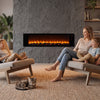Electric fireplace with adjustable brightness and lifelike flames, perfect for creating a cozy ambiance in any room.