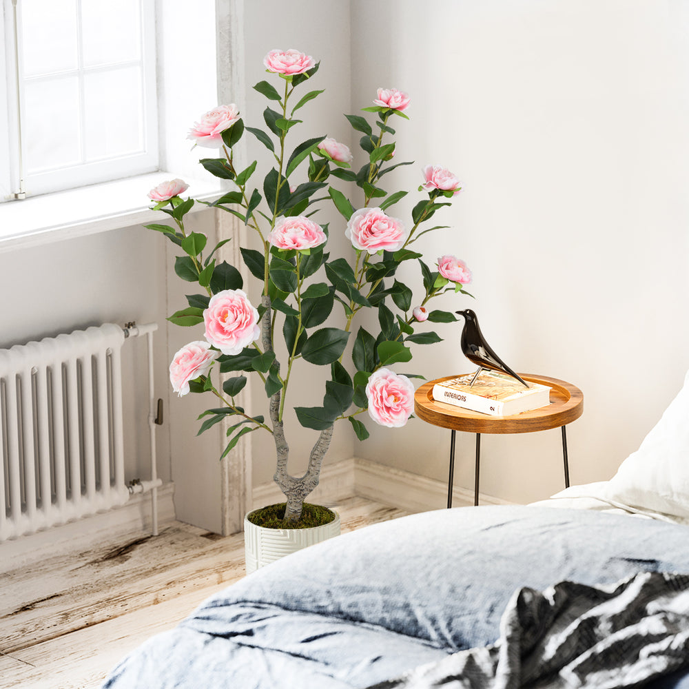 36 Inch Artificial Camellia Tree with Blooming Flower 1 Pack-Pink - Gallery View 1 of 10
