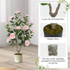 36-inch artificial camellia tree with pink flowers and realistic moss in a stable pot, perfect for home or office decor.