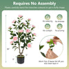 36-inch pink artificial camellia tree with textured PE trunk, ideal for adding charm to your balcony or porch decor.