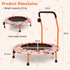 36-inch mini trampoline with removable handrail, colorful LED lights, and Bluetooth speaker for kids' fun and exercise.
