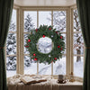 36-inch pre-lit Christmas wreath with red berries and ornaments, perfect for front doors and festive holiday decor.
