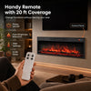 Recessed 36-inch electric fireplace heater with adjustable flame colors, remote control, and 400 sq.ft heating coverage.