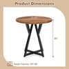 Round dining table with a rustic brown wood-grain surface and sturdy X-shaped metal base, 31.5" diameter, 30" height.
