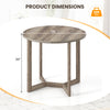 36-inch round wood dining table with a wing-shaped pedestal base, grey finish, suitable for 2-4 people.