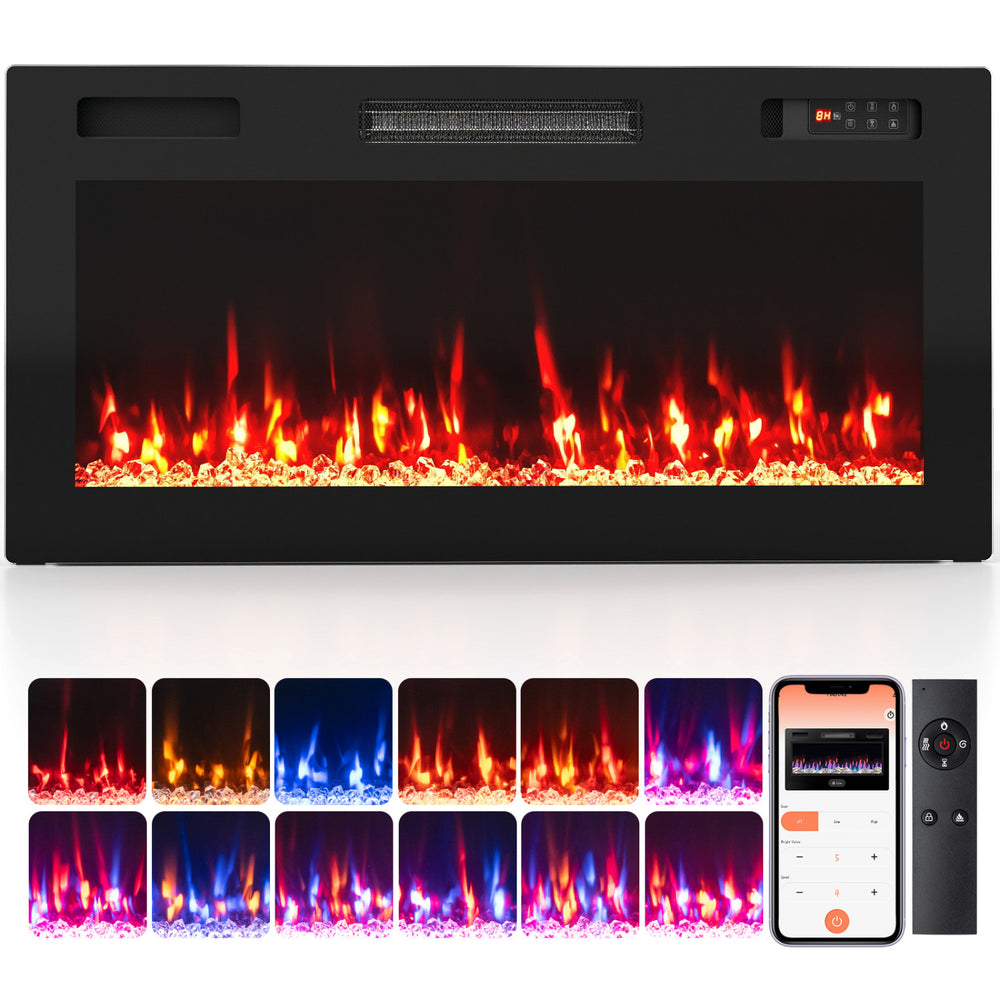 36 Inch Smart WiFi Electric Fireplace with Recessed and Wall Mounted - Gallery View 1 of 2