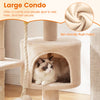 36-inch tall kitten tower in beige with a plush condo, ideal for climbing, lounging, and scratching activities.