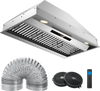 36-inch under cabinet range hood in silver with 4 fan speeds, baffle filters, and remote control for efficient.