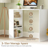 Compact 36-inch white computer desk featuring 3 open shelves for books and files, ideal for home office organization.