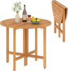 36 Inches Outdoor Folding Round Dining Table with Slatted Tabletop