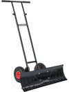 36-inch wheeled snow shovel with adjustable angle, ergonomic handle, and wide blade for efficient snow removal.