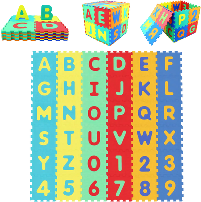 Costway 36-Piece Interlocking Baby Puzzle Floor Tiles Educational Alphabet Play Mat 25905826 New
