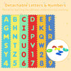 Colorful interlocking baby puzzle floor tiles featuring detachable letters and numbers, ideal for early education and.