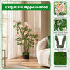 Artificial 36" impatiens tree features realistic pink flowers and vivid leaves, perfect for home or office decor.