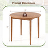 36-inch acacia wood round outdoor dining table for 4, showcasing product dimensions with a stable design for outdoor.