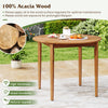 36-inch round outdoor dining table made of 100% acacia wood, designed for 4 people, featuring a slatted design for.