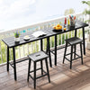 Rectangular 36-inch patio counter height bar table in black, featuring adjustable foot pads, ideal for outdoor.