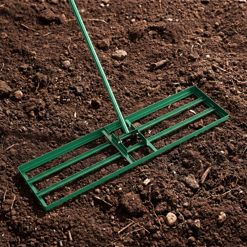 36 x 10 Inch Lawn Leveling Rake with Ergonomic Handle-Green - Gallery View 1 of 9