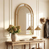 Gold beaded frame decorative mirror, 36 x 24 inches, adds elegance to living rooms and entryways.