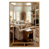 Gold wall mirror with beaded frame, 36 x 24 inches, designed for versatile hanging, perfect for enhancing any room's.